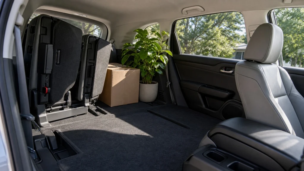 Die flexiblen Magic Seats des Honda HR-V im hochgeklappten Zustand für sperriges Ladegut.