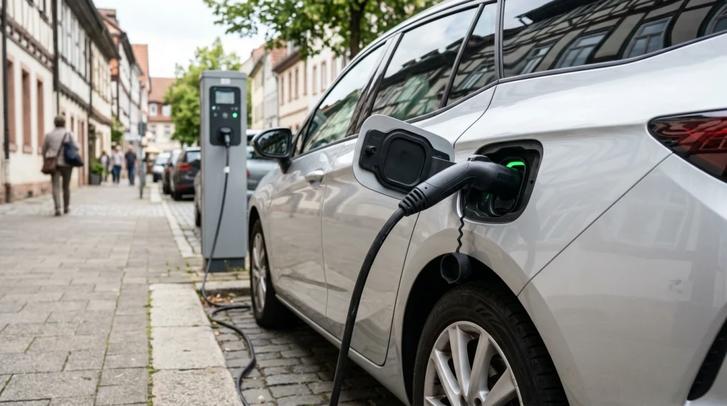 Corsa Electric an einer öffentlichen DC-Schnellladestation in Deutschland.