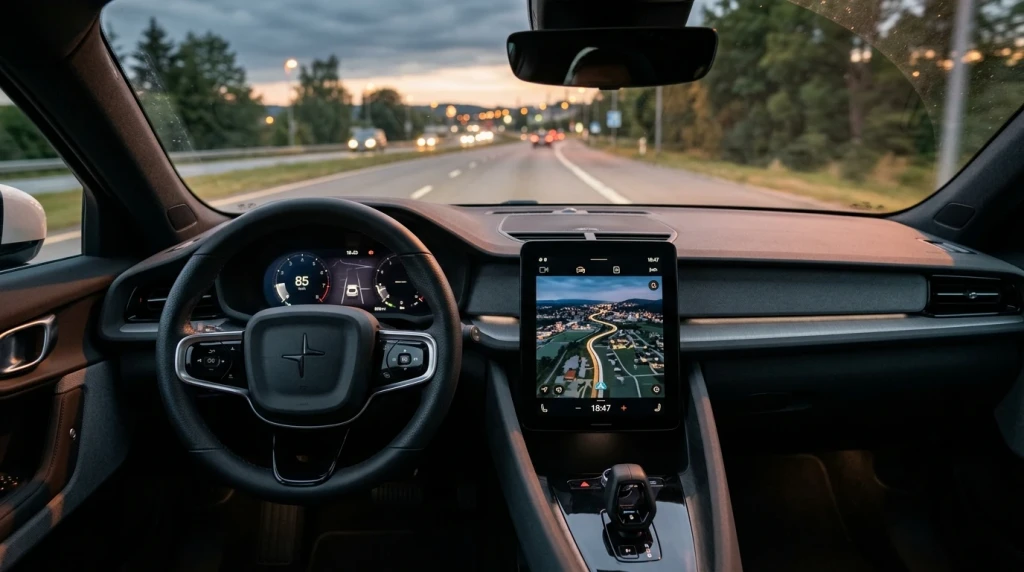 Das moderne Infotainment-System mit zwei großen Displays im Innenraum.
