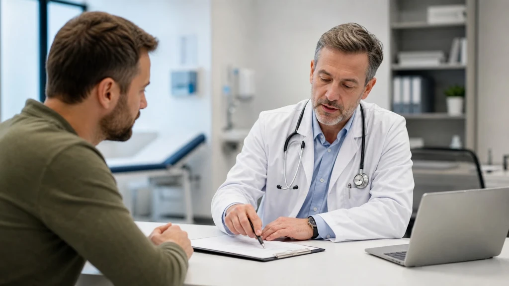 Ein Arzt berät einen Patienten in Deutschland ausführlich über das ärztliche Fahrverbot und rechtliche Konsequenzen.