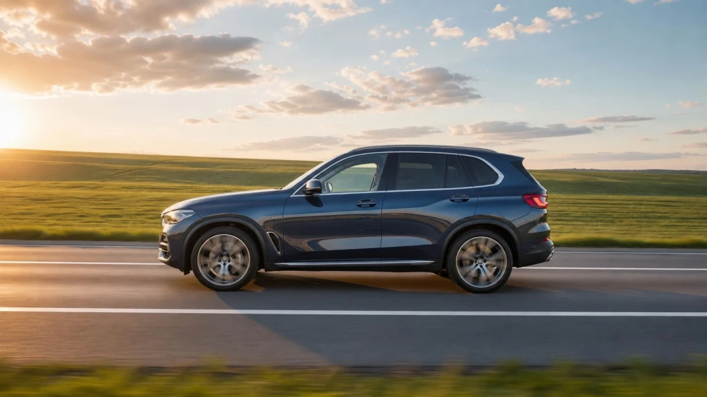 BMW X5 Gebrauchtwagen während einer Probefahrt auf der Autobahn