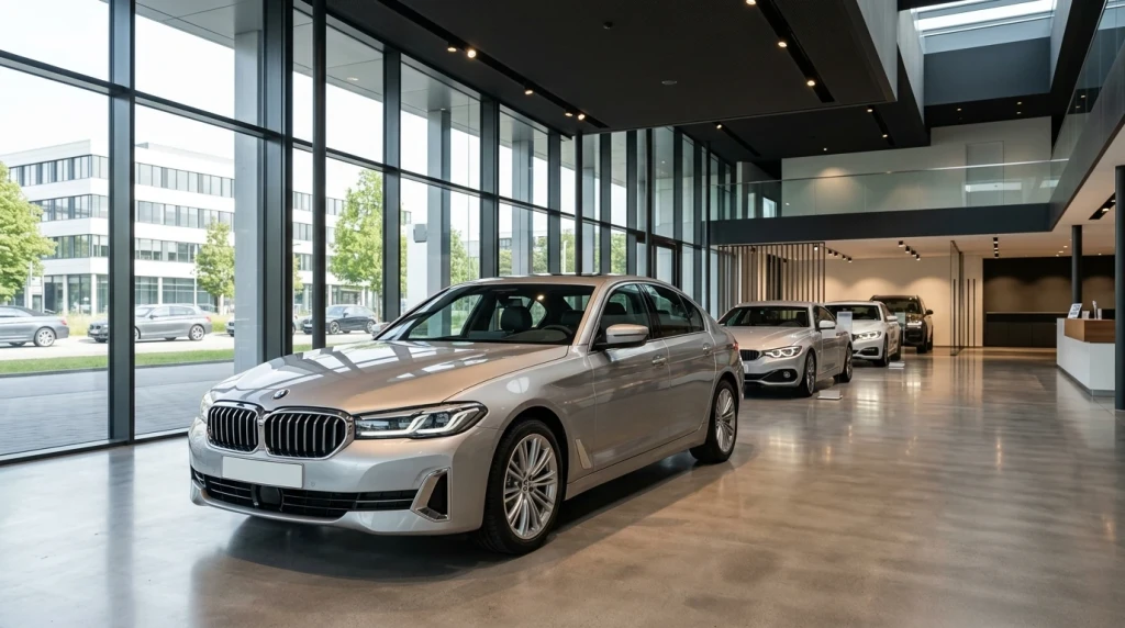 Modellausstellung und Neuwagen-Preise in einem deutschen BMW Autohaus
