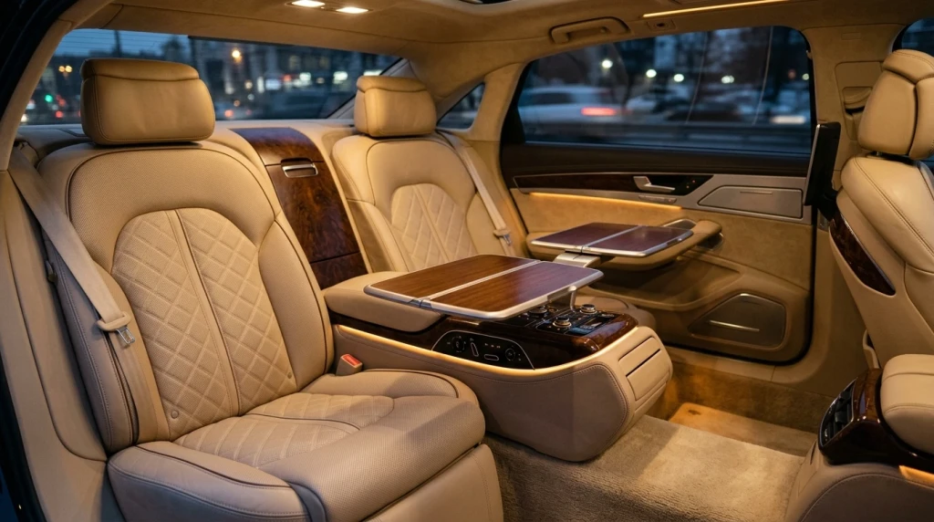 Luxuriöser Fondbereich eines Mercedes-Maybach mit exklusiver Manufaktur Sonderausstattung