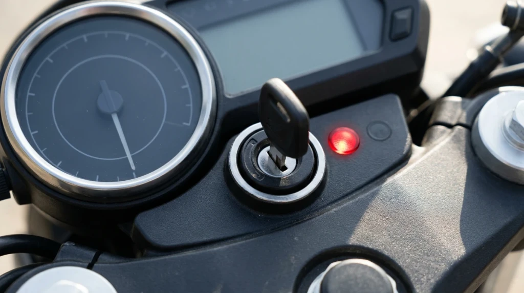 HISS-Kontrollleuchte im Cockpit eines Honda Motorrads