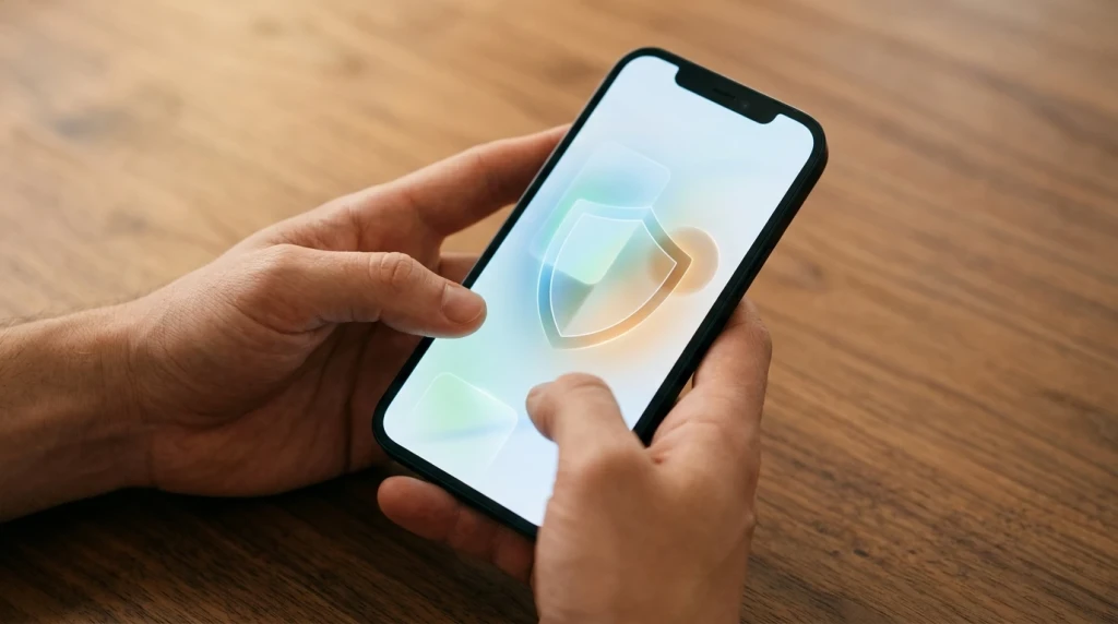 Benutzer gibt Verifizierungscode auf einem Smartphone zur Kontoerstellung ein
