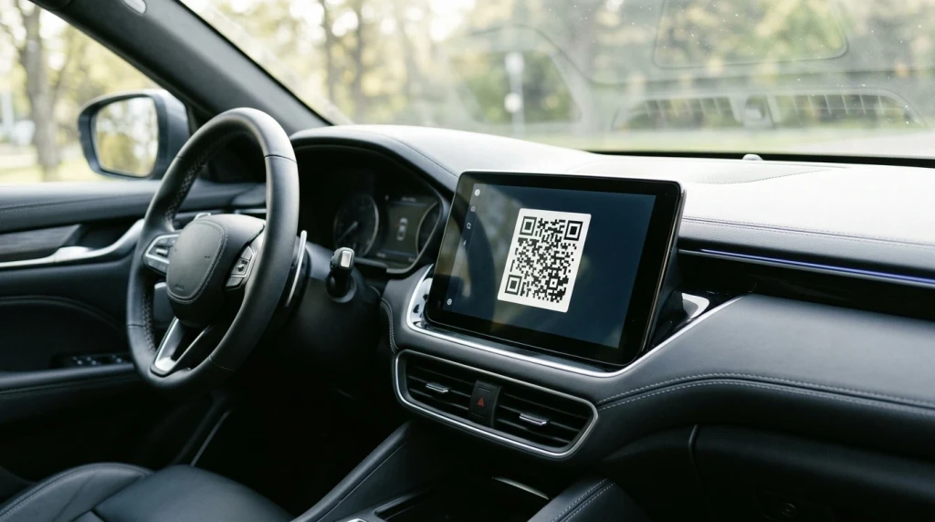 Kopplung des Smartphones mit dem MBUX-Infotainmentsystem im Cockpit eines Mercedes-Benz per QR-Code