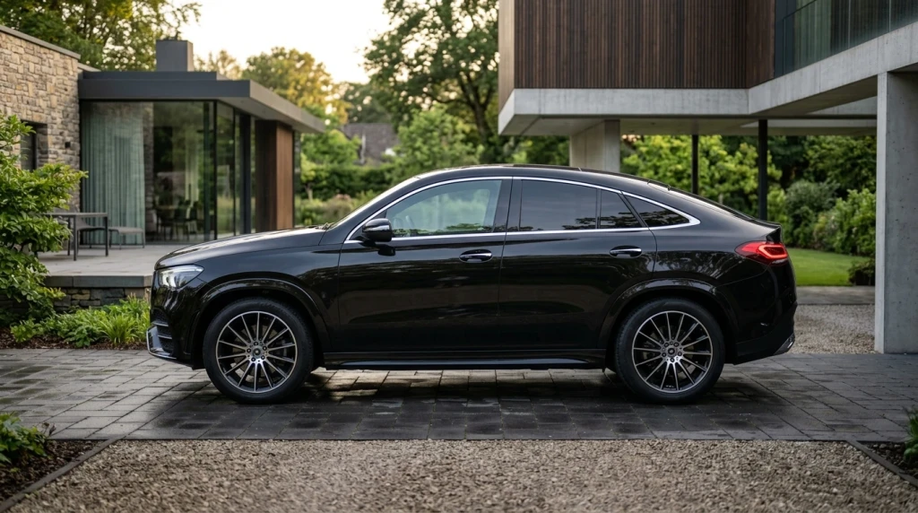 Sportliches Mercedes-Benz GLE Coupé 2026 in der Seitenansicht.