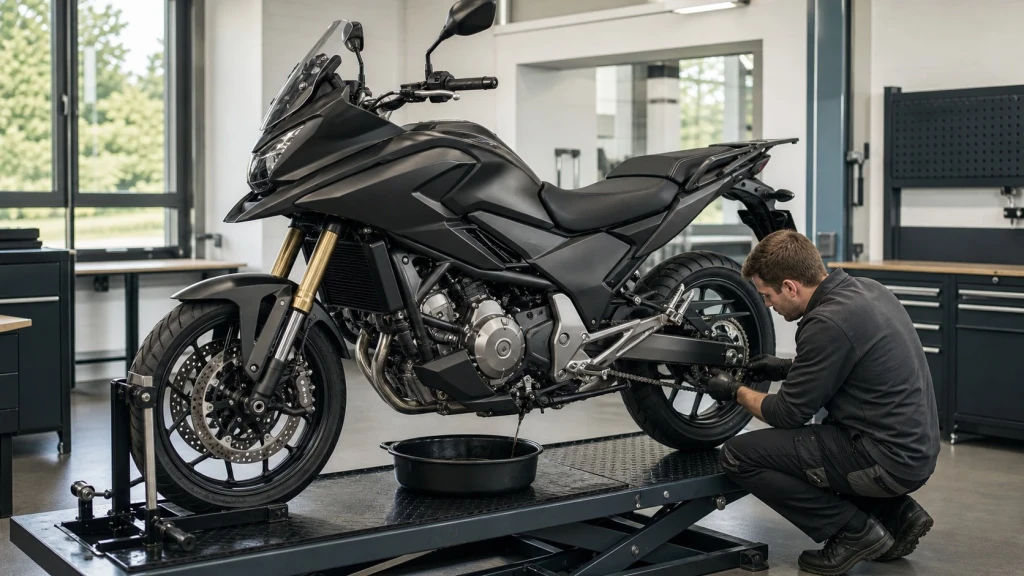 1000 km Inspektion und Erstservice bei einer Honda NC750X in der Motorradwerkstatt