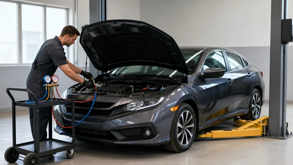 Klimawartung und Kältemittelservice bei einem Honda Civic