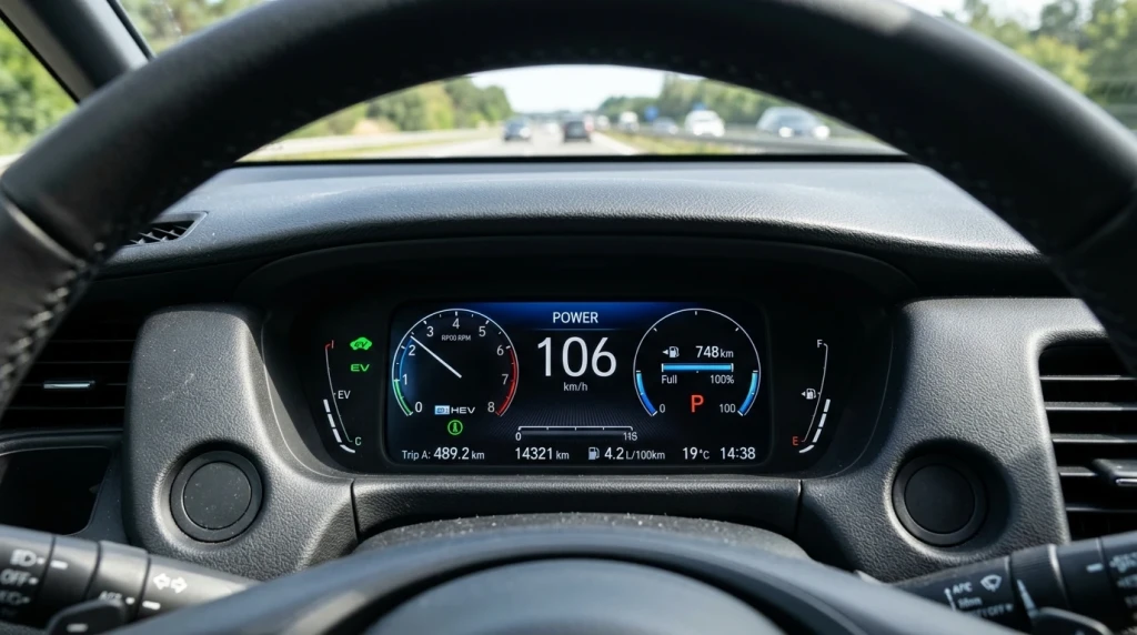 Digitaler Bordcomputer zur Anzeige des Kraftstoffverbrauchs in einem Honda Fahrzeug
