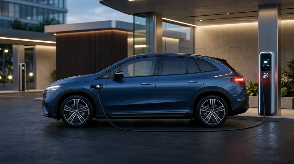 Übersicht welche Mercedes Elektro-Modelle es gibt beim Ladevorgang an einer Schnellladestation