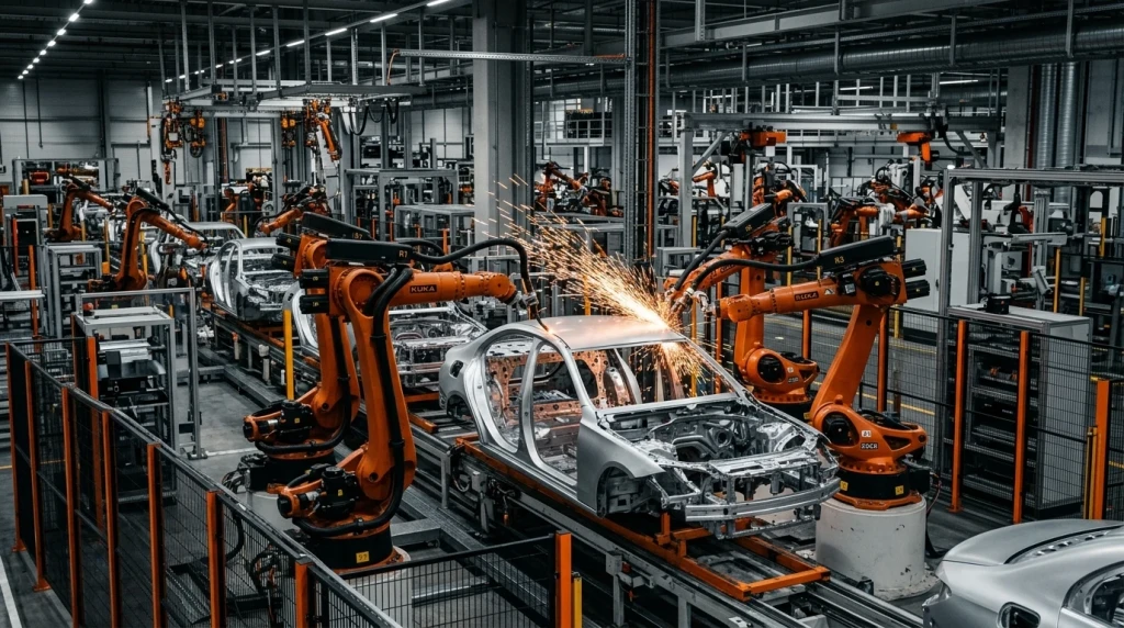 Produktionsstraße im Automobilwerk wo Mercedes seine SUV- und Limousinen-Modelle baut
