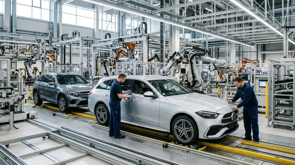 Im deutschen Werk Bremen gebaute Mercedes-Modelle: C-Klasse und GLC auf der Montagelinie