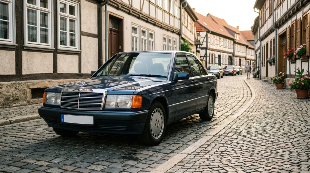 Klassischer Mercedes-Benz 190 E W201 mit H-Kennzeichen in Deutschland zur Veranschaulichung der Youngtimer-Unterhaltskosten