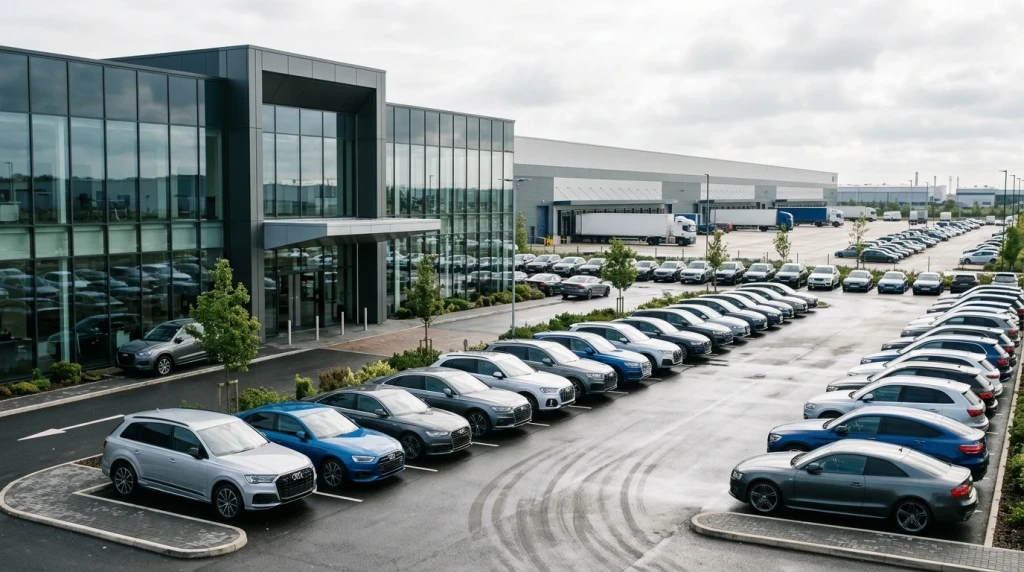 Weltweiter Vertrieb und Absatz von Mercedes Autos auf dem Gelände eines Autohauses