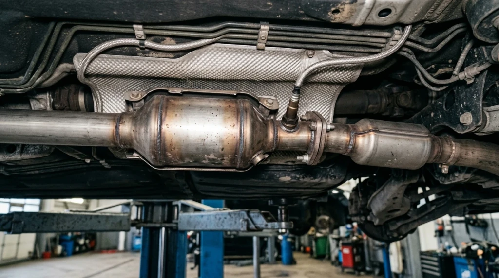 Position von NOx-Sensor 2 Bank 1 stromabwärts hinter dem SCR-Katalysator beim Mercedes.