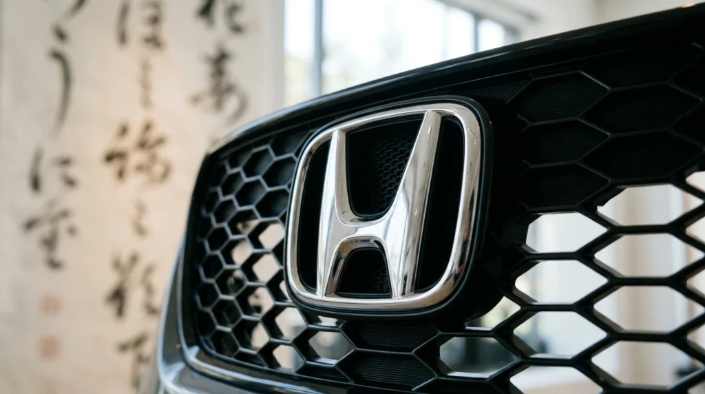 Das ikonische Honda-Logo im Detail als Symbol für die japanische Automarke